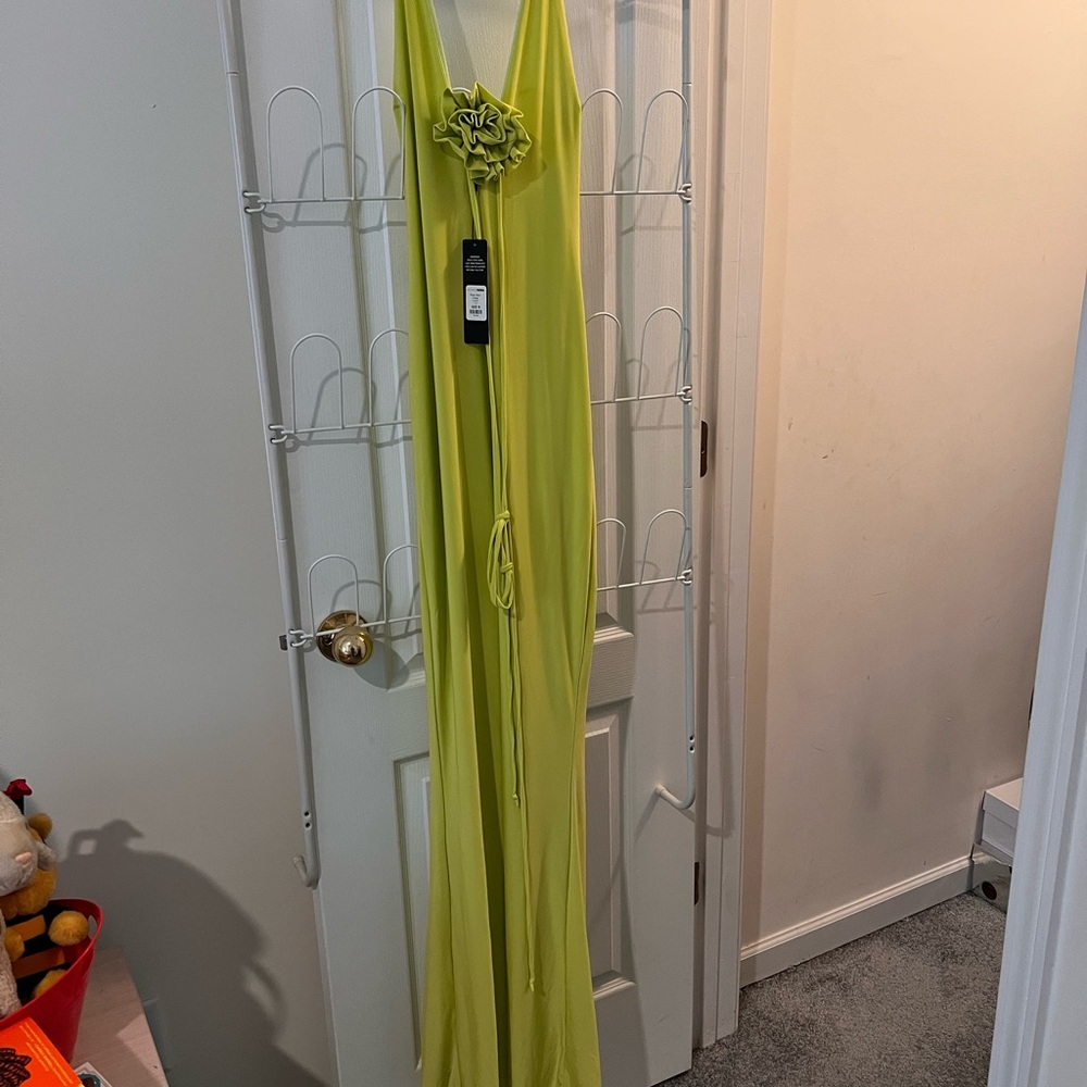 Fashion Nova Rose Maxi Dress in Lime